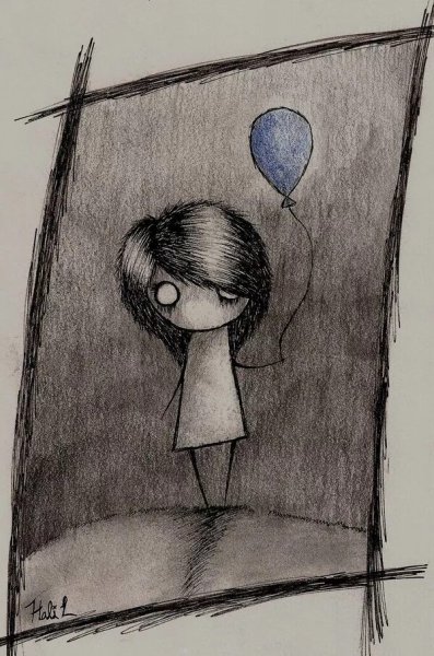 Грустные рисунки для срисовки лёгкие