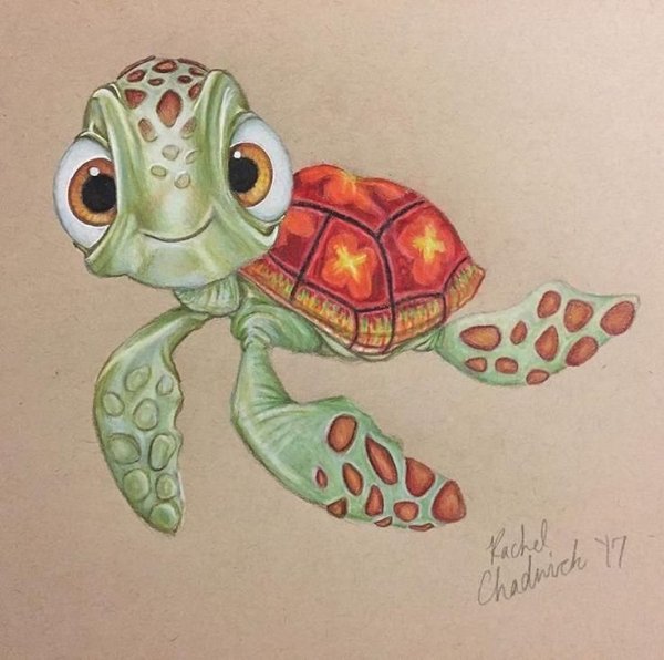 Черепаха цветными карандашами