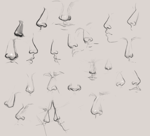 Нос в разных стилях рисования