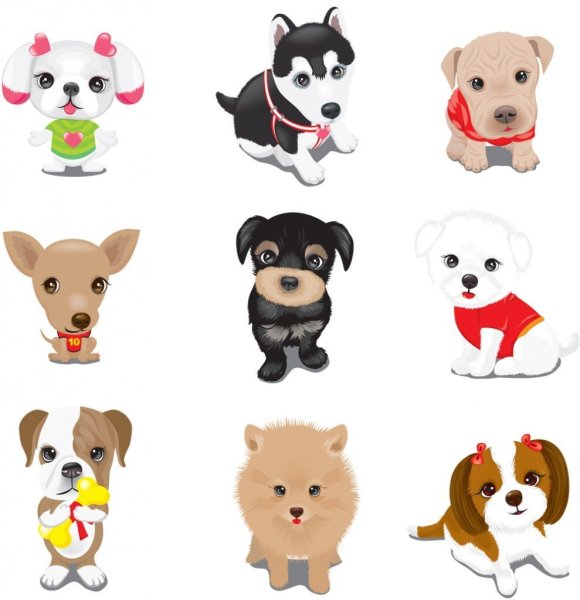 Милые щенки мультяшные