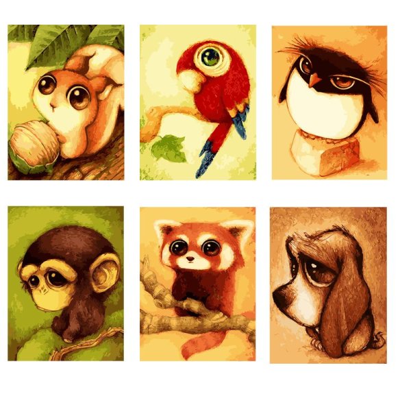 Мультяшные животные на холсте