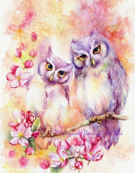 Совенок акварель