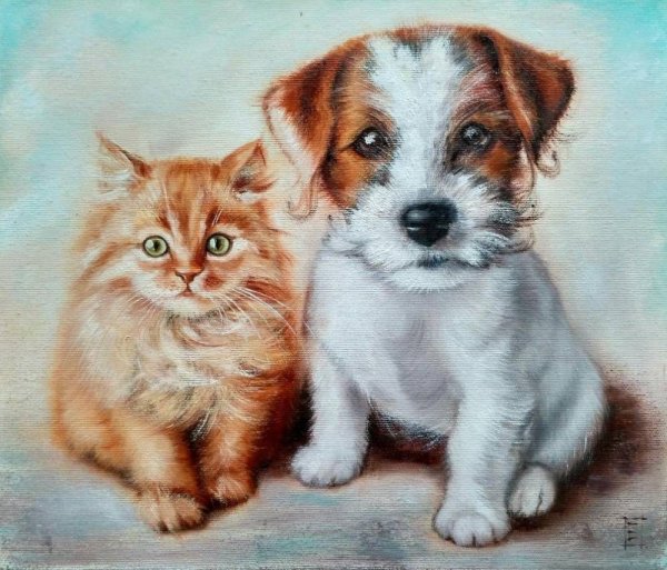 Картина котята и щенята