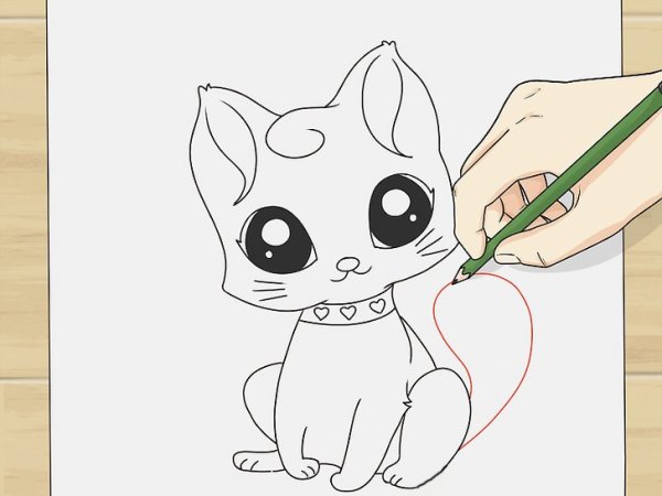 Котёнок для срисовки легкие