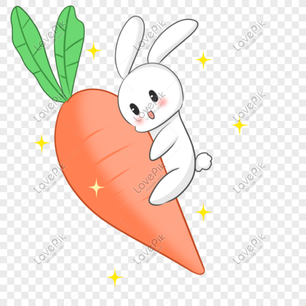 Стикер кролик с морковкой