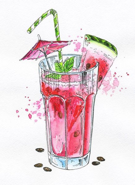 Рисунки для срисовки коктейль