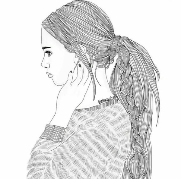 Рисунки чёрно белые девушки