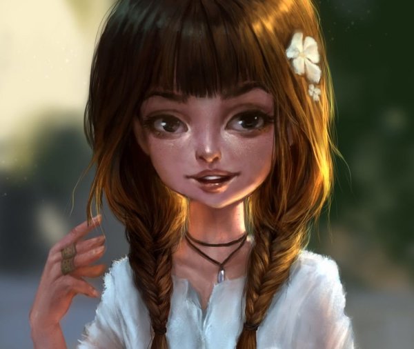 Девочка с косичками мультяшная