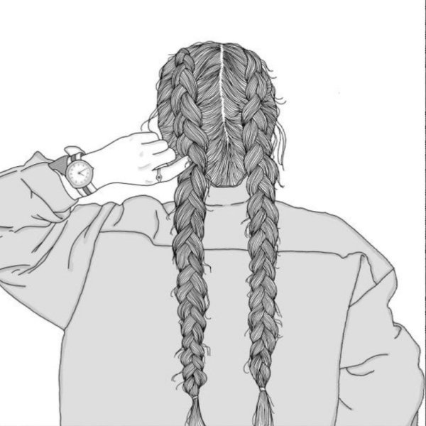 Эскиз девочки с косичками