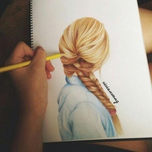 Девушка с косой рисунок