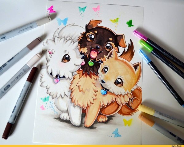 Рисунки животных маркерами