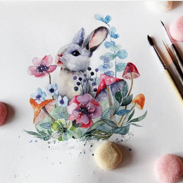 Скетчинг Пасхальный кролик