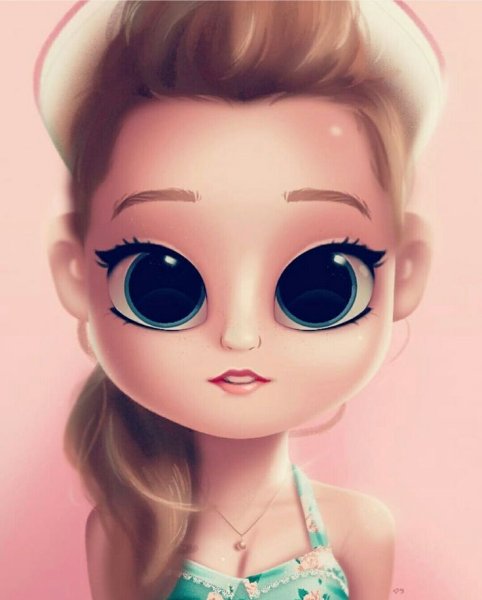 Мультяшная девочка с большими глазами