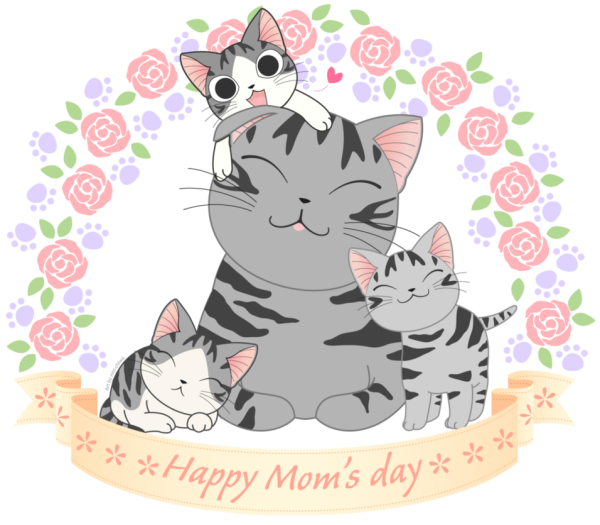 Открытки с днём матери с котиками