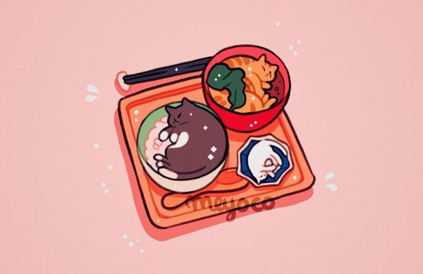 Котики еда арт