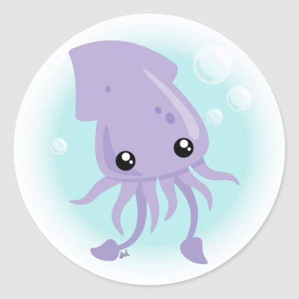 Кальмар милый рисунок