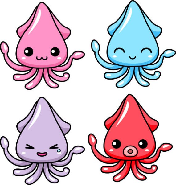 Кальмар мультяшный милый