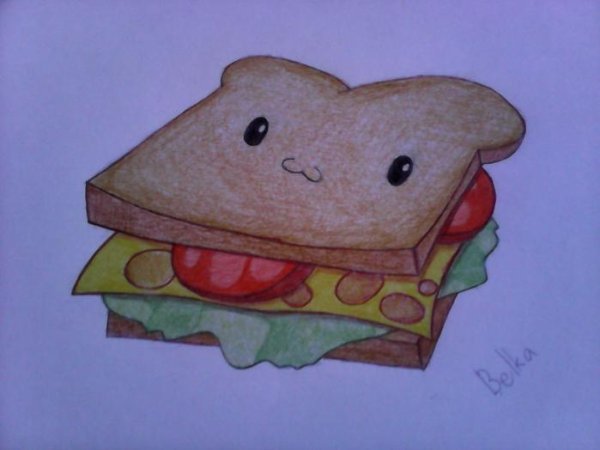 Бутерброд рисунок карандашом
