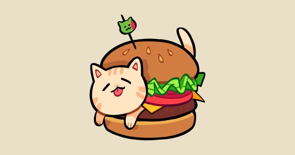 Котик на гамбургере