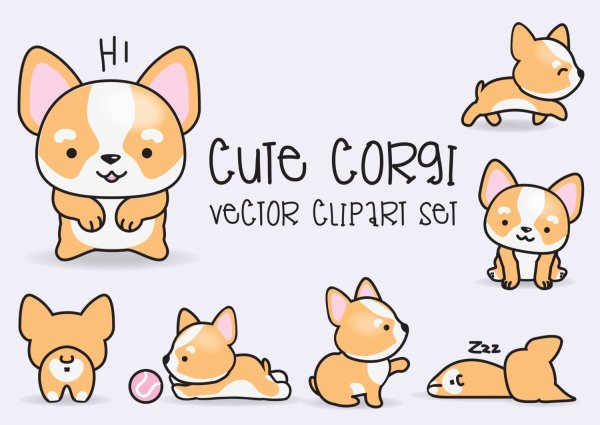 Корги для срисовки в скетчбук