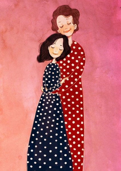 Мама и дочка рисунок