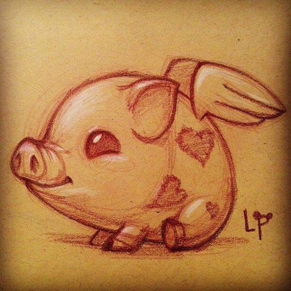 Милые рисуночки легкие Свинка