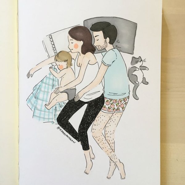 Отец и дочка нарисованные