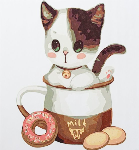 Котик в кружке рисунок