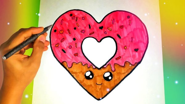 Медвежонок с сердечком лёгкий рисунок