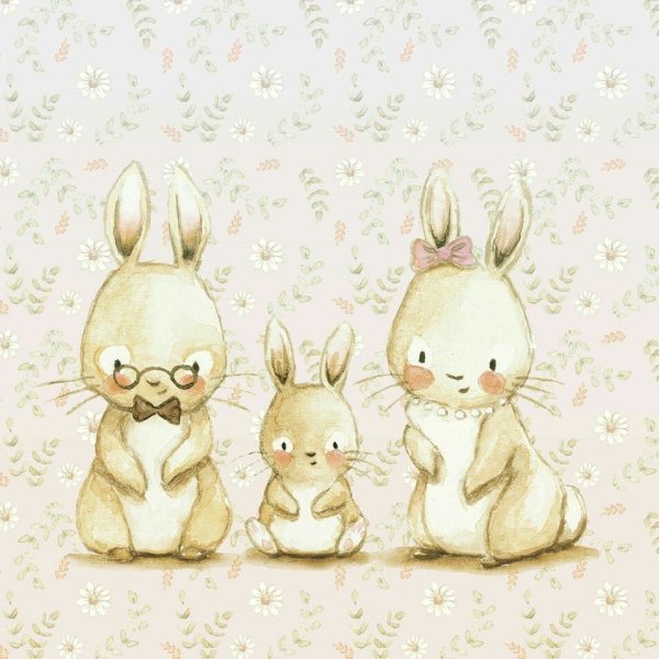 Акварельные зайчики семья