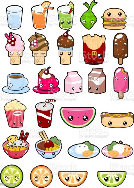 Стикеры еда с глазками