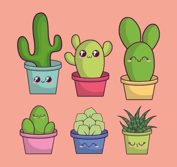 Наклейки кавайные кактусы