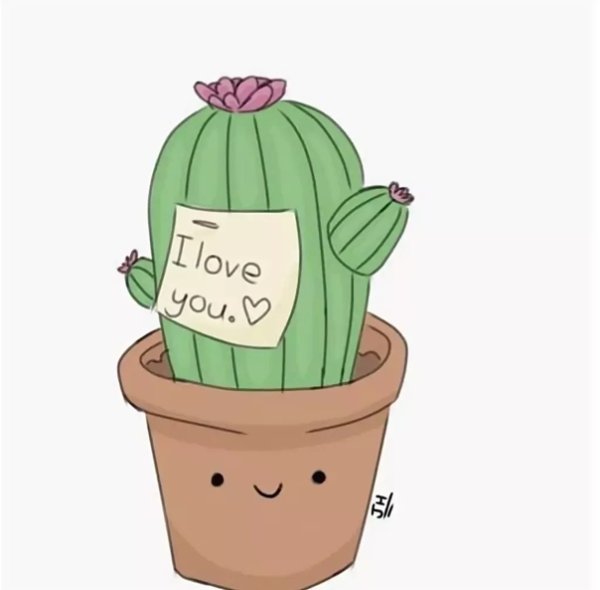 Милый Кактус для срисовки в скетчбук