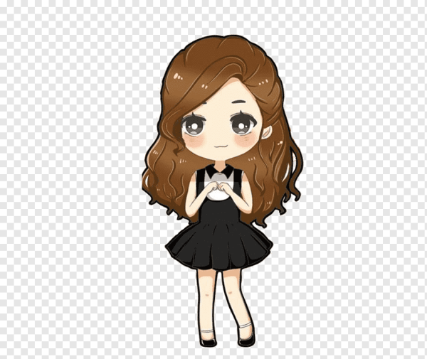 Мультяшная девочка с темными волосами