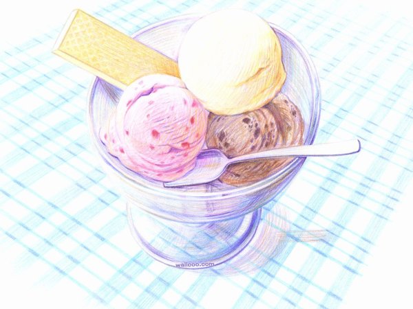 Мороженое цветными карандашами