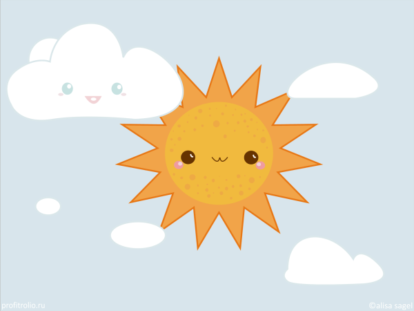 Милое нарисованное солнце