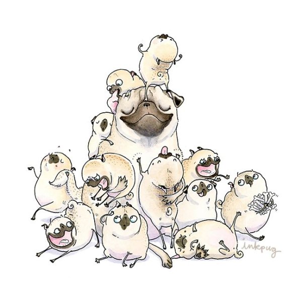 Inkpug весёлые мопсы
