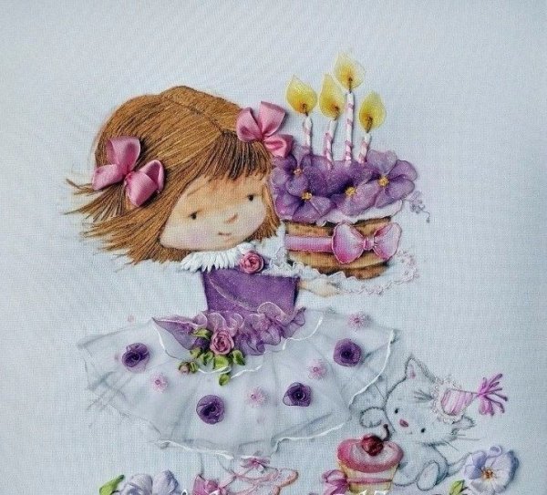 Вышивка лентами девочка