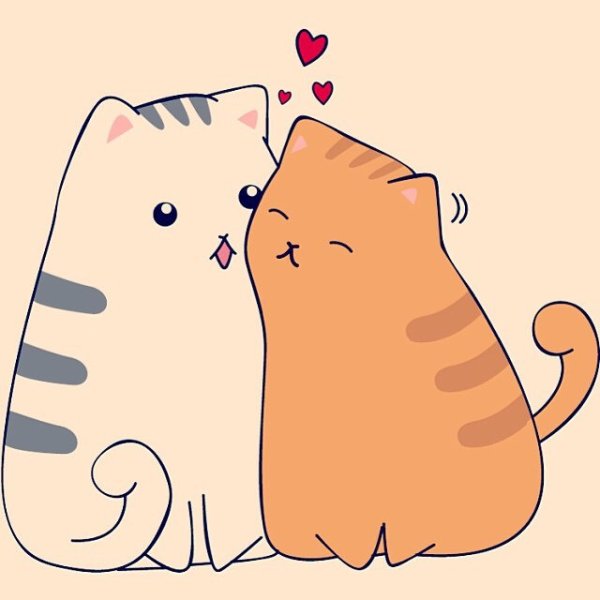 Котики обнимаются мультяшные