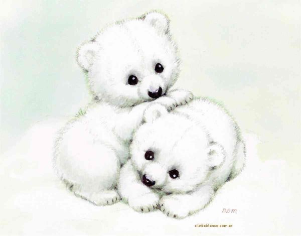 Белый мишка рисуночек