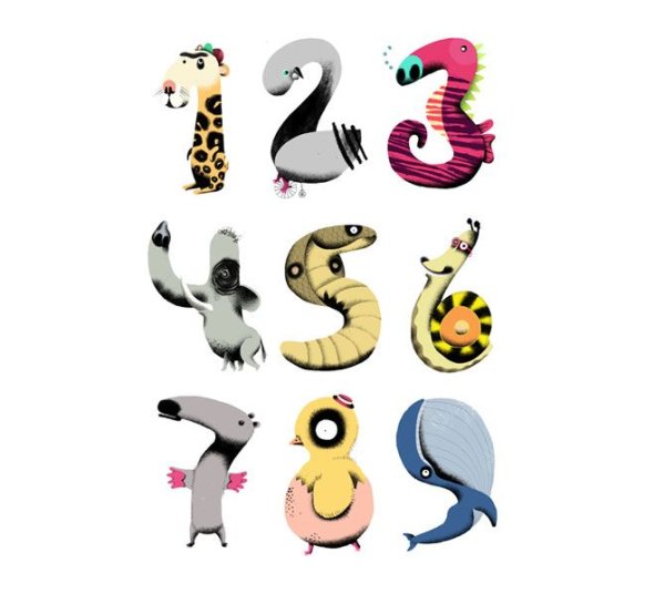 Животные в виде цифр