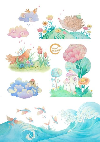 Акварельный рисунок для детского альбома