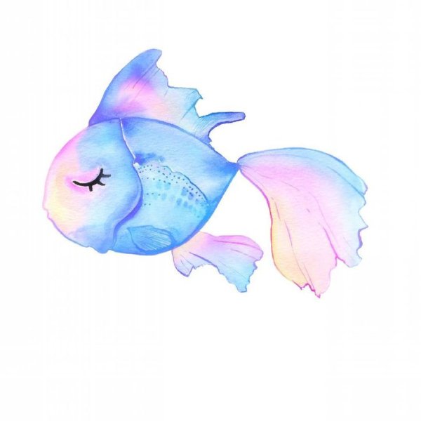Рыбка акварель розовая