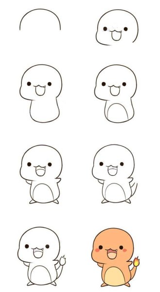 Пошаговые милые рисунки