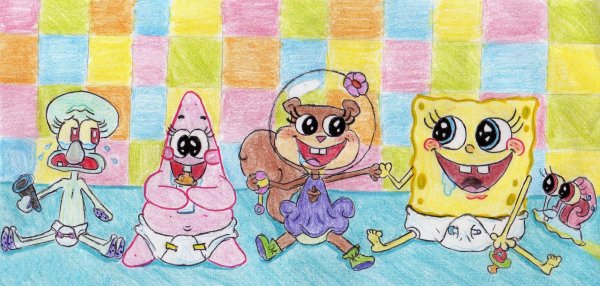 Губка Боб карандашом