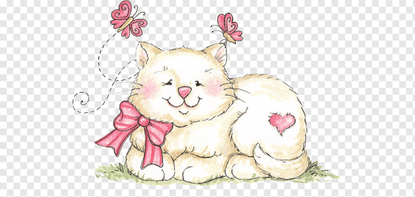 Рисунок милый котенок с бантом
