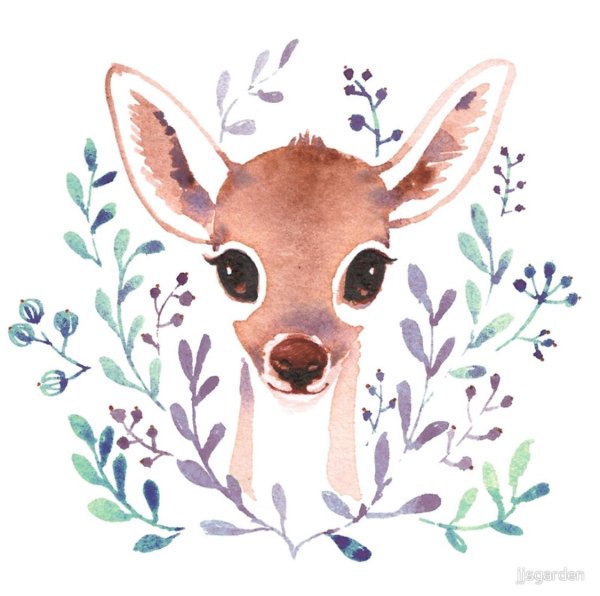 Олененок Акварельные иллюстрации