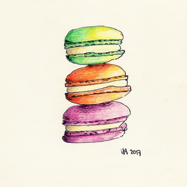 Макаруны рисунок карандашом