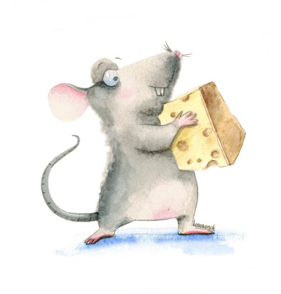 Крыса акварелью
