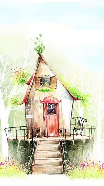 Милые домики акварелью